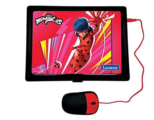 Lexibook Miraculous avec Ladybug – Ordinateur Portable bilingue pour éducation, Anglais et Allemand, 124 activités, mathématiques, logique, Musique, Horloge, Jeux – Jouet pour Fille, JC598MIi3