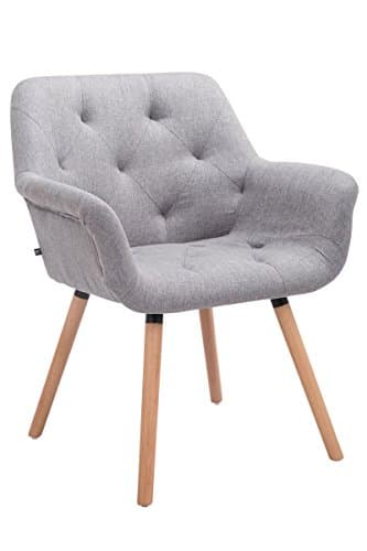 CLP Chaise de Salle à Manger Cassidy Revêtement Tissu I Pieds en Bois Chaise Design Scandinave avec Dossier et Accoudoir - Charge Max.150 kg I, Couleur:Gris, Couleur du Cadre:Natura
