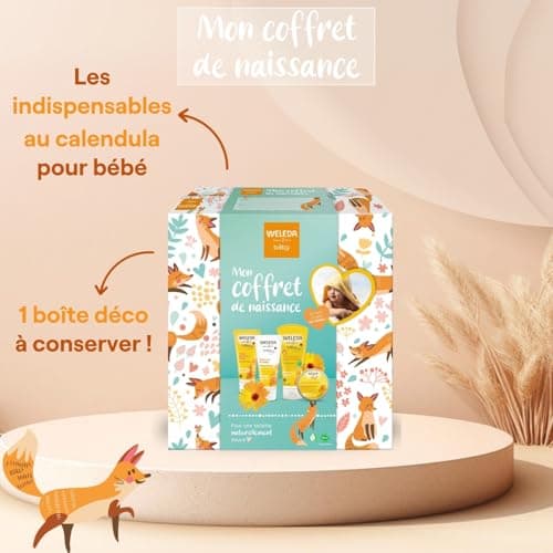WELEDA - Mon Coffret de naissance Weleda - Nettoie en douceur et protège - Pour la toilette quotidienne des bébés et jeunes enfants - NATRUE - 200 ml +75 ml + 75 ml + 25g