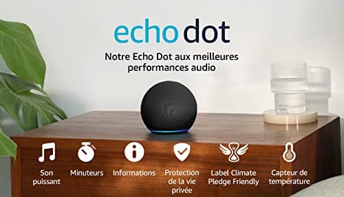 Echo Dot (5e génération, modèle 2022) | Enceinte connectée Bluetooth et Wi-Fi au son puissant encore plus imposant, avec Alexa | Anthracite