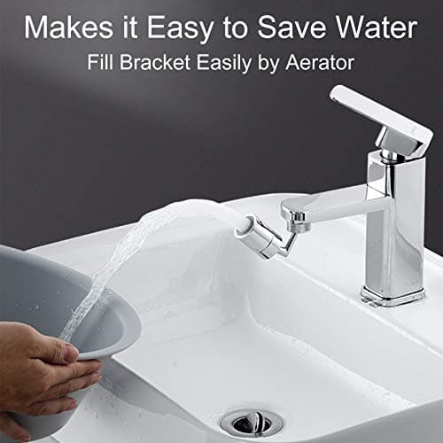 Waternymph 720 Degrés Grand Angle Aérateur pour Robinet, 2 Modes Réglable Mousseur Robinet pour Salle De Bain, Cuisine - Moletage(FM22)