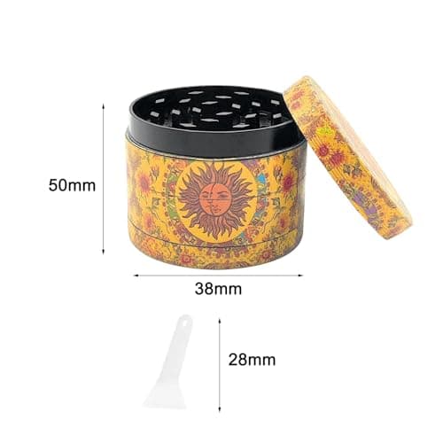 Grinder Moulin à épices 50MM, Collecteur de Pollen avec Couvercle Magnétique et Collecteur de Pollen, Moulin à épices Professionnel 4 pièces Herb Grinder Métal Pour Épices Herbes Pollen Vanille