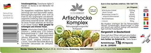 Capsules d'artichaut - à l'ortie et au genièvre - végétalien - 90 capsules | Herba Direkt - Qualité des pharmacies allemandes