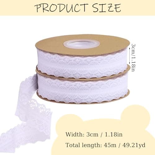 Ruban de Dentelle Blanc Beige Vintage À Coudre 6 Rouleaux Ruban en Dentelle Vintage Dentelle Blanche Coton Ruban Dentelle Vintage Diy Dentelle Ruban Adhésif pour Mariage Décoration de Table