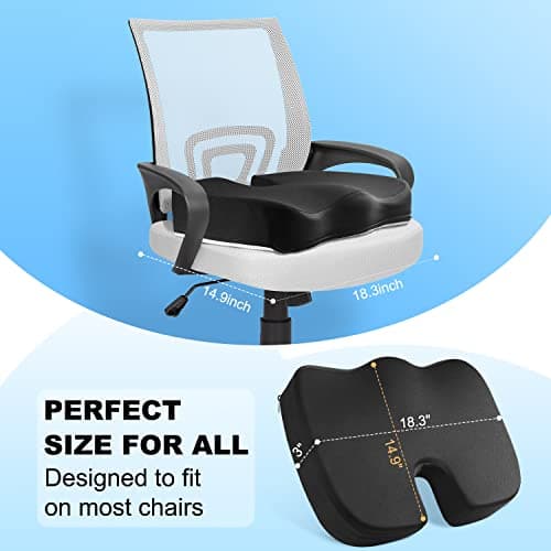 Benazcap Coussin Coccyx Coussin Ergonomique d'assise pour Chaise de Bureau Coussin d'assise Respirant, Mousse à mémoire de Forme pour Le soulagement de la Douleur