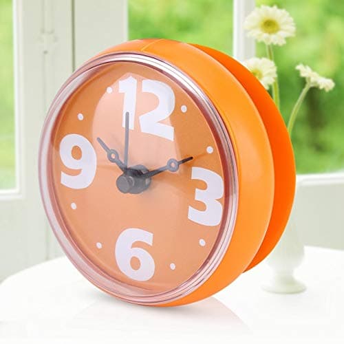 03 Horloges de Salle de Bain Horloge de Salle de Bain Murale, Horloge étanche extérieure Horloge étanche Horloge de Douche, pour Cuisine pour Salle de Bain(Orange)