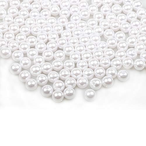 Élégant Perle Bijoux 180 Pièces 12mm Plastique Perle de Decoration/les DIY Bijoux Colliers/Decoration Mariage/Fête d'anniversaire Décoration Vase Maison (Blanc 12mm)
