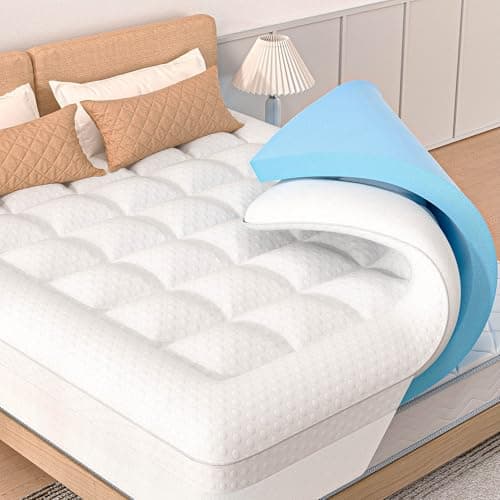Surmatelas en mousse à mémoire de forme 180 x 200 cm, hauteur 10 cm, avec 4 bandes antidérapantes, deux niveaux de dureté H2 certifié Oeko-TEX®