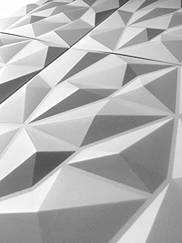 DECCART - Panneau Mural Decoratif 3D | Revetement mural | Panneaux Muraux | Polystyrène PSE | 50x50 cm Brylant 2 m2, 8 pièces, blanc