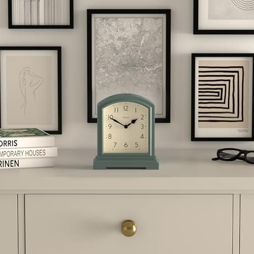JONES CLOCKS Horloge de cheminée Tavern - Design Traditionnel/Classique - Horloge de Chambre - Horloge de Salon - Horloge de Bureau - Horloge de cheminée - Horloge de Bureau - Petite Horloge (Verte)