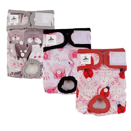 UFO PET Culotte Chiennes Chaleurs XS Réutilisables, Couche pour Chien Femelle Lavables (Lot de 3), Culotte très Absorbantes pour Chien avec Fermeture Forte et Flexible