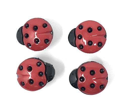 Bouton Coccinelles à Queue 15mm Rouge et Noir : Lot de 10