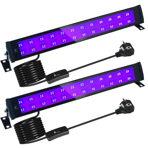 2 Pièces LED UV Lumière,50W lumière Noire de Barre UV Éclairage IP66 Imperméable,Lampe noire à 96 LEDs, Avec Fiche et Interrupteur,Blacklight Eclairage Pour Club Fête Terrasse Noël Scène Peinture Fluo