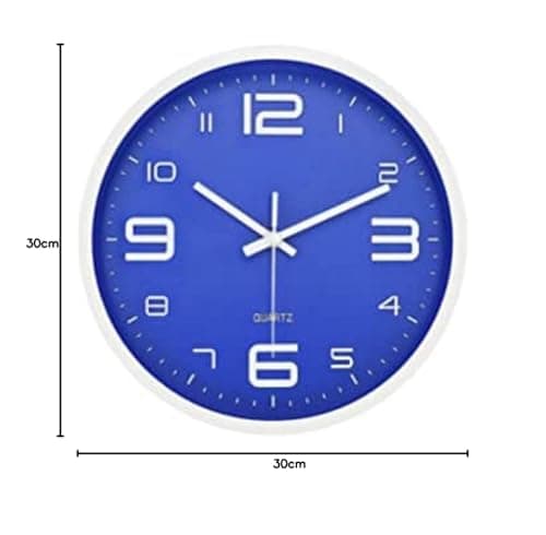 LW Collection Horloge Murale Xenn7 Bleu Blanc 30 cm - Petite Horloge Murale Industrielle en Métal - Horloge Murale Moderne - Mouvement Silencieux - Horloge Silencieuse