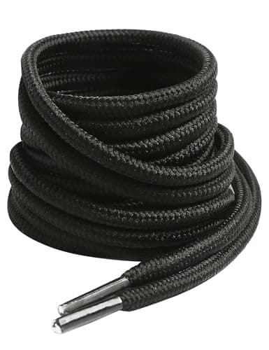 VSUDO 140 cm Lacets Noir Ronds de Bottes, ø4mm Lacets Boots Ronds pour Chaussures de Travail, Lacets Résistants Chaussure de Marche/Sécurité, Lacets Noir Chaussures de Randonnée (1Paire-Noir-140CM)