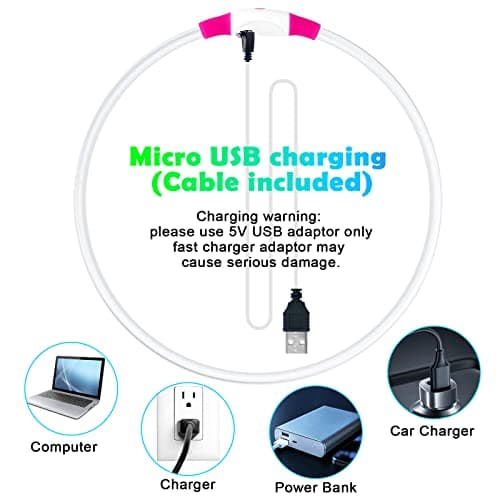 AUAUY Collier Lumineux LED pour Animaux, Rechargeable USB, Découpable, Imperméable, Réglable, pour Petits, Moyens et Grands Chat et Chien (Rose)
