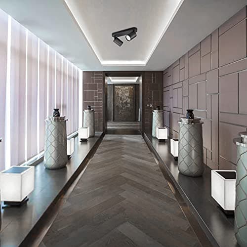 KYOTECH Plafonnier LED 2 Spots Orientables 2 GU10 Spots de plafond Pivotants & Orientables,Applique murale LED Noir mat,livré sans ampoules