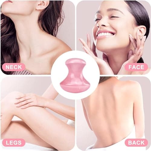Tyenaza Piedra Masaje, Gua Sha Rosenquarz, Outil de Massage au Quartz d'aventurin Naturel pour Le Visage et Les Yeux, Enlever pour Les Rides et Le Spa Relaxant