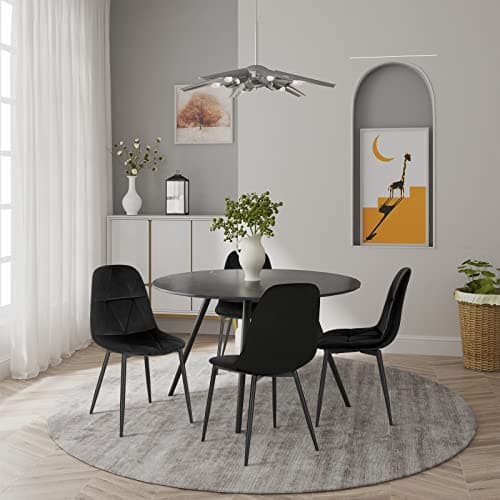 Lestarain Lot de 4 Chaises de Salle à Manger, Chaise Salon, Chaise Scandinave, Chaise de Cuisine en Velours avec Pieds en métal, Assise Rembourré, Nior LCNI109004-4