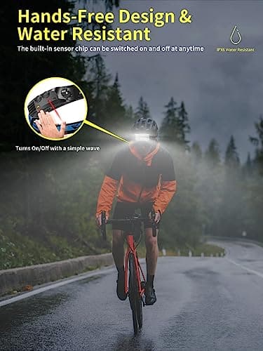 Smiling Shark Lampe Frontale LED, 2 Pièces Angle Large 6*LED Bandes Lumineuses Blanche Headlamps Rechargeable Capteur de Motion Étanche pour Camping