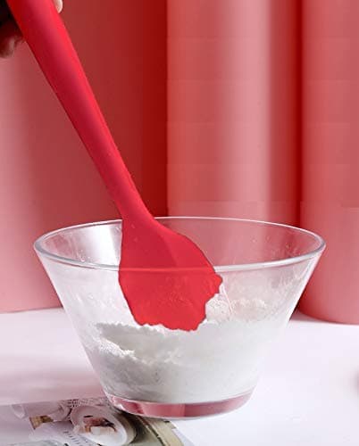 ANGGREK Silicone Spatula Set Long Handle Silicone Scraper for Butter Cake Cooking Tool Kitchenware, Non Stick (Red)