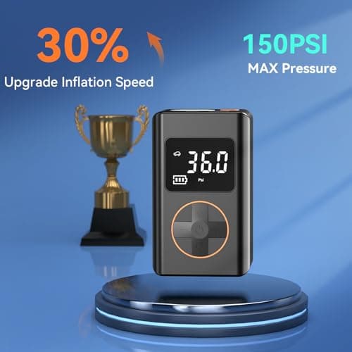 【NEW 10000mAh】WYRIAZA Gonfleur Pneus Voiture Compresseur à Air Portatif 150PSI Compresseur Voiture Gonfleur Pneus Voiture Sans Fil Mini Compresseur à Air Gonfleur Velo Electrique Pneu Portable