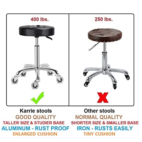 Kaleurrier Tabouret pivotant en Hauteur réglable Pied en métal Système hydraulique Supporte 180 kg pour Cuisine, Salon, Bar, Bureau, Massage, Clinique
