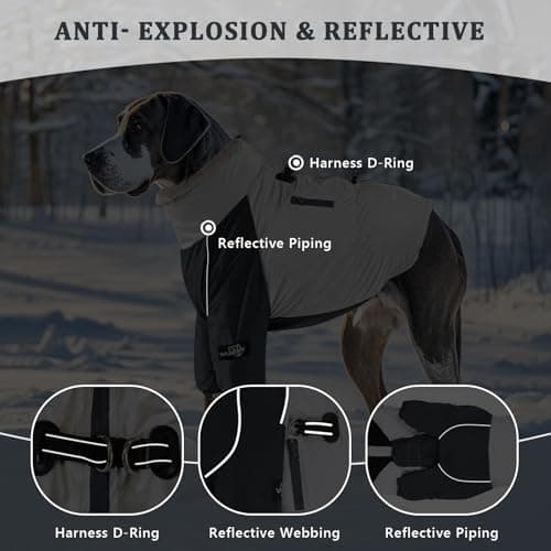 Manteau d'hiver pour Chien Veste Polaire Douce avec Anneau de Harnais et Poche, Imperméable, Coupe, Veste de Sport pour Chien à 2 Pattes pour Les Chiens de Taille Moyenne et Grande, L