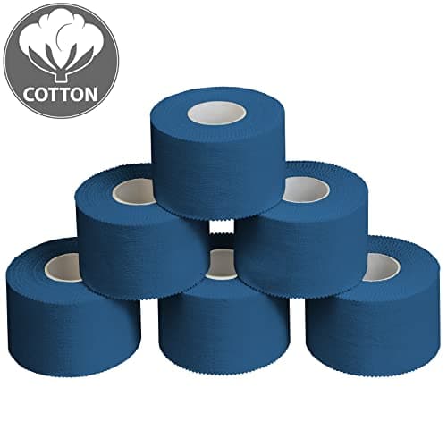 ALPIDEX 6 x Sport Tape 3,8 cm x 10 m Ruban Adhésif Sport Différente Couleurs Articulation Bandage Non Élastique Handball Football Volleyball, Couleur:Bleu