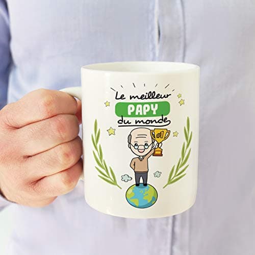 Mugffins Papi Tasse/Mug - Le Grand-Père du Monde - Tasse Originale/Idee Fête des Pères/Cadeau Anniversaire/Future Papi. Céramique 350 ML