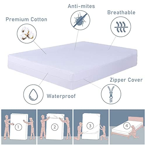 Beedsooth Housse de Matelas élastique avec Fermeture, Hypoallergénique Protège-Matelas Imperméable et Respirante, Doux Alèse - 80x200cm, Hauteur 20cm, Blanc