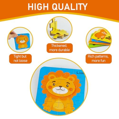Tangdudu 4 pièces Puzzle Enfant 2 3 4 5 Ans, Jouet Enfant 2 3 4 5 Ans, Puzzles en Bois, Montessori Puzzles Jeux Educatif Animaux Puzzle Jouet pour Garçons Filles 2-5 Ans
