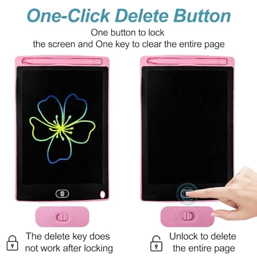 Fousenuk 2 Pièces 8,5 Pouces Tablette Dessin Enfant, Tablette Dessin LCD Magique avec Fonction de Verrouillage, Tablette d'écriture LCD Colorée Effaçable Et réutilisables pour filles Garçons Rose Bleu