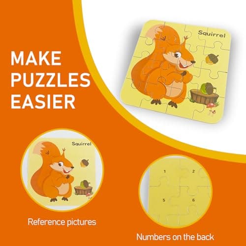 Tangdudu 4 pièces Puzzle Enfant 2 3 4 5 Ans, Jouet Enfant 2 3 4 5 Ans, Puzzles en Bois, Montessori Puzzles Jeux Educatif Animaux Puzzle Jouet pour Garçons Filles 2-5 Ans