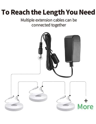 Câble d'Extension DC Tonton 2M, Adaptateur d'alimentation 5,5mm x 2,1mm, Câble d'Extension DC 5V~24V, Prise 5521 vers Connecteur pour Caméra de Surveillance, Caméra IP, DVR, Bande LED Blanc 2M