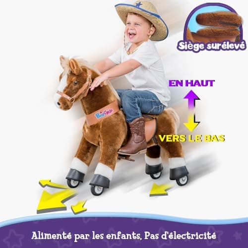 PonyCycle Authentique Cheval Monter sur des Jouets Trottinettes pour Enfants (avec Frein et Son / 76cm Hauteur/Taille 3 pour Les 3 à 5 Ans) Ride sur Cheval Brun Modèle Ux324