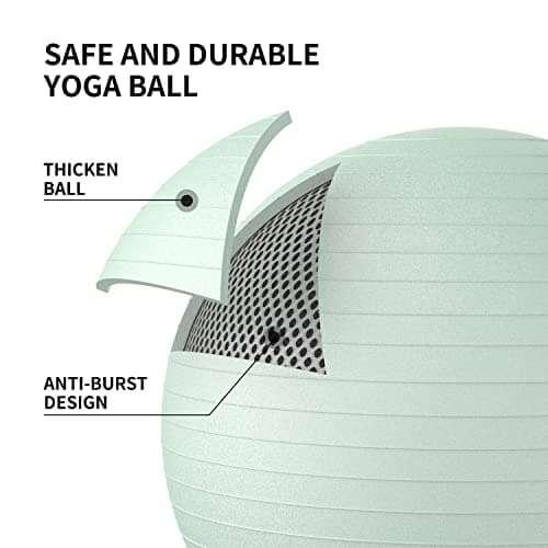 PROIRON Ballon de Gymnastique Ballon d'exercices Fitness Très épais avec mouvements de Yoga,65CM Swiss Ball, Ballon de Gym avec Pompe Rapide, Anti-éclatement et Anti-dérapant Yoga Ball,Vert