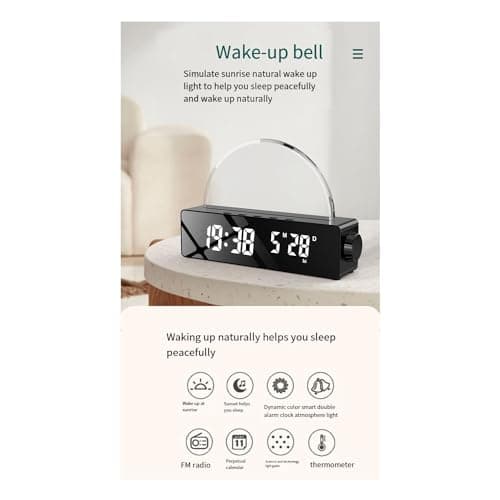 Lampe de Lever de Soleil, RéVeil, LumièRe de RéVeil, Simulateur D'Aube, Lampe Solaire de Chevet, LumièRes Changeantes de Couleur pour Chambre à Coucher, Blanc
