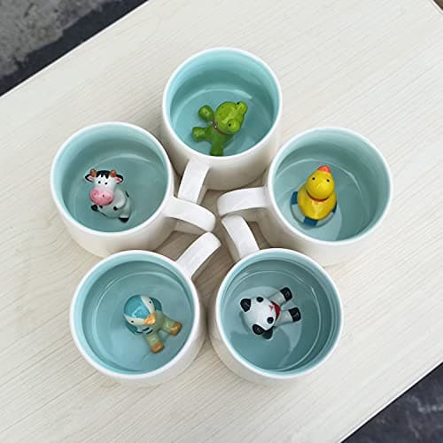 Tasse à café en forme d'animal 3D, 12 oz Figurine de dessin animé amusante faite à la main Tasse à thé au lait, cadeaux d'anniversaire de Noël pour amis enfants filles épouse grand-mère tante (Vache)