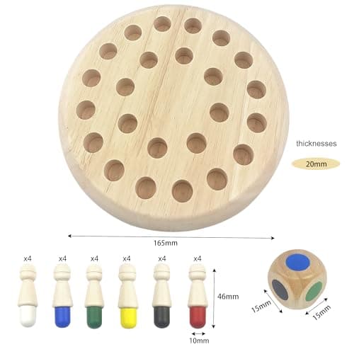 Jeux de Mémoire en Bois, Jeu Montessori 4 Ans Jeu de Plateau Jouets Éducatifs Jeux de Société Enfant Memory Chess Méliorent la Mémoire et la Cognition des Couleurs Jeu Echec Bois Cadeau pour Enfant