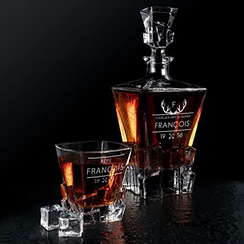 Maverton Ensemble à whisky pour homme - Avec motif décoratif - Décanteur et 2/4 / 6 verres gravés - Set élégant pour lui - Ensemble à whisky au design unique avec personnalisation - Style