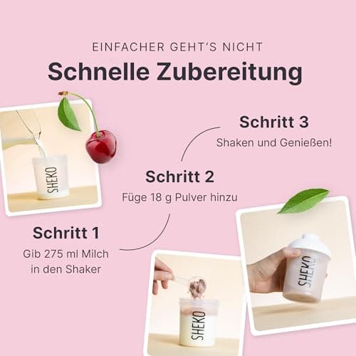 SHEKO - Shake de repas à boire - Substitut de repas - Haute teneur en protéines - Goût naturel - Shake minceur (360 g – 1 paquet, Cerise)