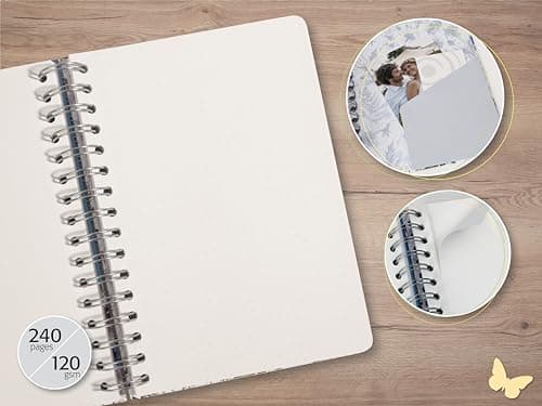 SIGEL JN605 Carnet de notes à spirale premium, 16,8 x 21,5 cm, pointillé, couverture rigide, motif feuilles, noir/beige/marron - Jolie