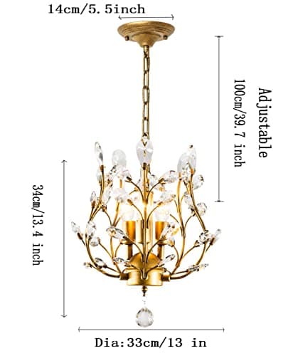Ganeed lustres en cristal K9 pendentif en cristal lustre luminaires plafonnier pour salon chambre restaurant couloir or 3 lumières