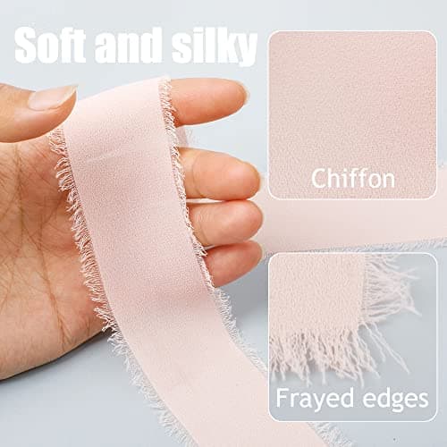 AIFUDA Lot de 8 rouleaux de ruban en mousseline de soie fait à la main pour bouquets, décoration, invitations de mariage - 8 couleurs - 3,8 cm x 2,9 m