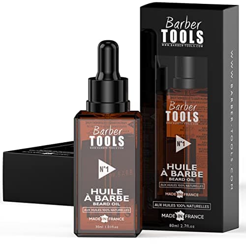 Huile Barbe | N°1 | aux huiles 100% naturelles - MADE IN FRANCE - Favorise la Pousse de la Barbe - À base d’Huile de RICIN, 7 Huiles Végétales & 3 huiles essentielles & Vitamine E - (30 ml)
