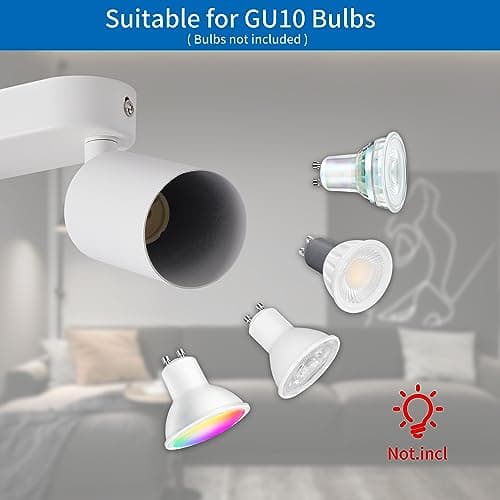 ANWIO Plafonnier Spots, 2 Spots de Plafond Led Intérieurs Base GU10, Spots de Plafond Blancs avec Base Rectangulaire, Spots de Plafond LED Rotatifs (Sans Ampoules).