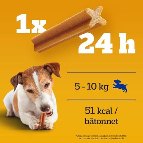 PEDIGREE DENTASTIX 56 Bâtonnets à Mâcher Bucco-Dentaires pour Petit Chien 5-10kg (Lot de 8 Sachets de 7 Friandises) - Hygiène, Scientifiquement Prouvé, Nettoyage Dents au Quotidien