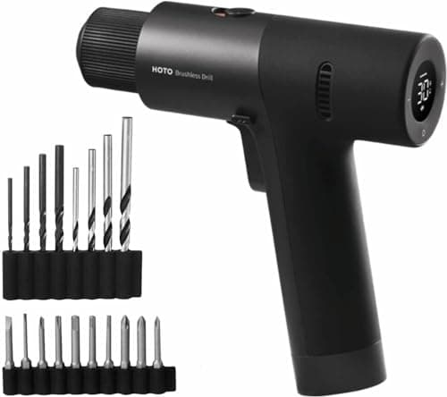 HOTO Perceuse Visseuse sans Fil Brushless 12V, Ecran d'Affichage LED, 2 Modes, 30 Nm, 30 Vitesses, 2.0Ah Batterie, 1400 tr/min, Charge Type-C, 10 x Embouts de Tournevis et 8 x Forets