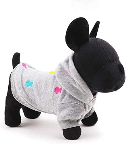 LeerKing Sweats à Capuche pour Chien Chaud Sweatshirt en Coton Chiot Vêtement pour Moyen Petit Chien Chat Gris XXS